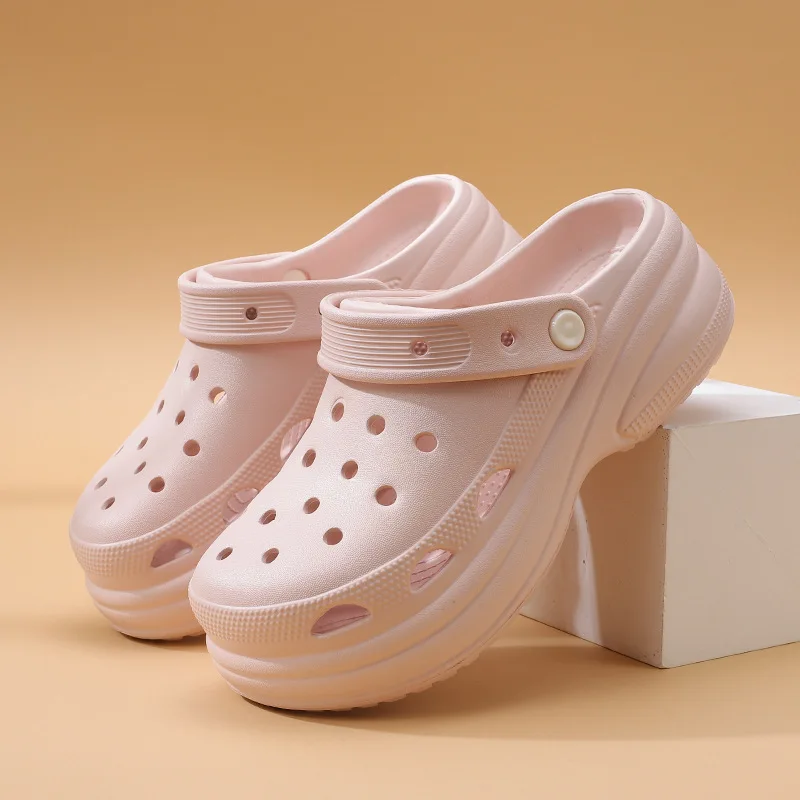Hole Shoes Women's Summer Outer Wear Non-slip Breathable EVA Deodorant Wear-resistant Thick Sole Clogs Heightening Slippers