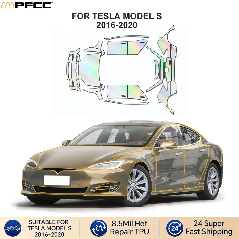 

8,5 мил глянцевая автомобильная пленка из ТПУ для Tesla Model S 2016-2020, предварительно вырезанная защитная пленка для краски, прозрачные аксессуары PPF ﻿