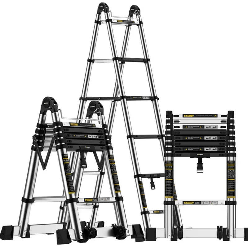 

Stainless steel telescopic ladder, multifunctional ladder thickened aluminum alloy, herringbone ladder household interior,
