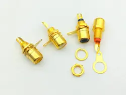 100 pcs RCA Phono Chassis Panel Mount Female Socket Metal adapter Gold plated