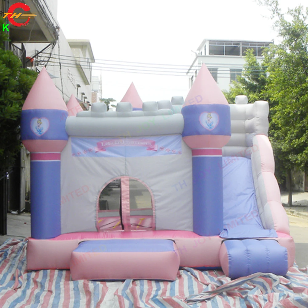 Free Door Shipping 4x3.3m Oxford Material Easy Carry Princess Inflatable Slide Bouncer Bouncy Castles with Blower for Kids