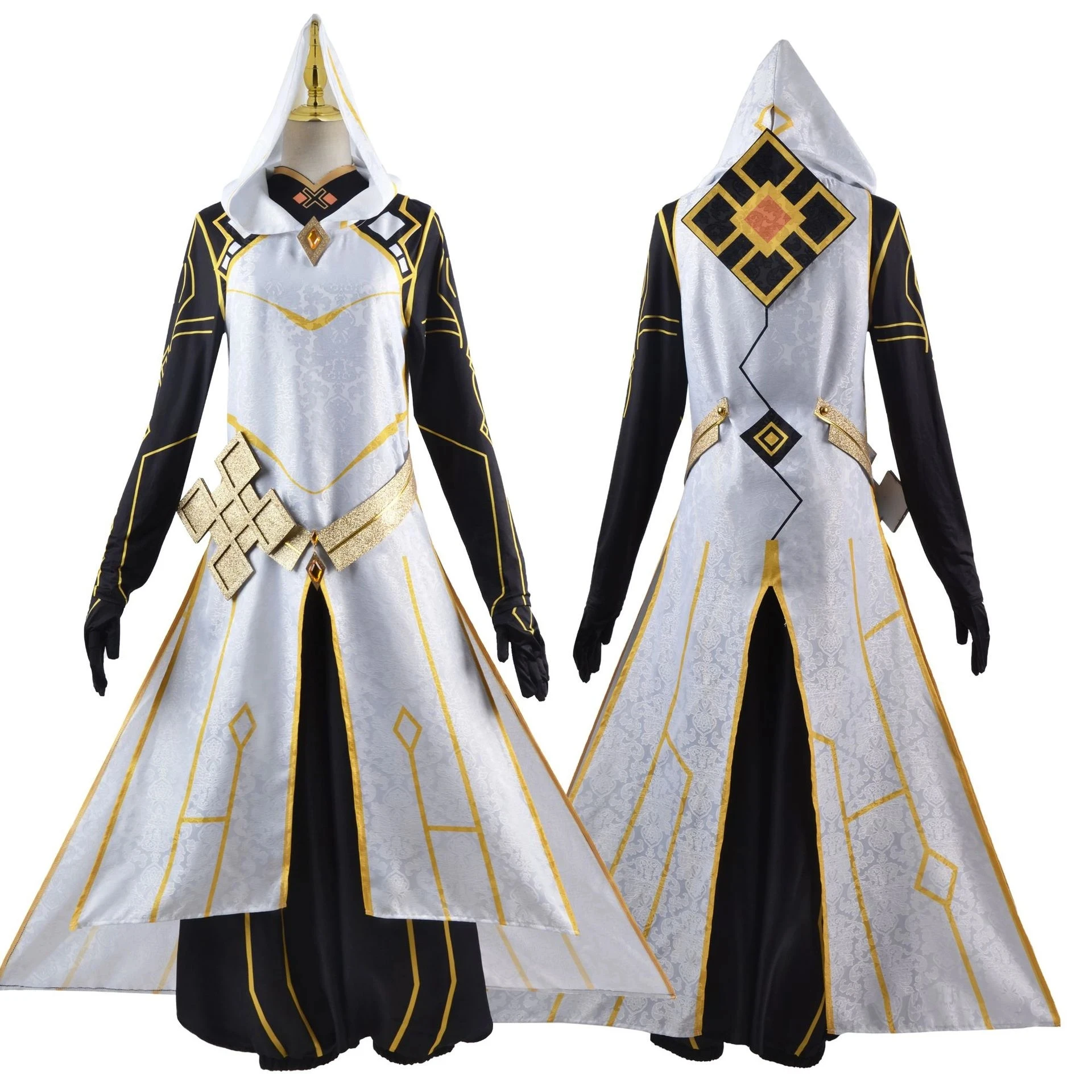 Zhong Li Archon-conjunto completo de peluca y guantes para hombre, trajes de Halloween, juego de cómic, disfraz de Cosplay de Genshin Impact Zhongli