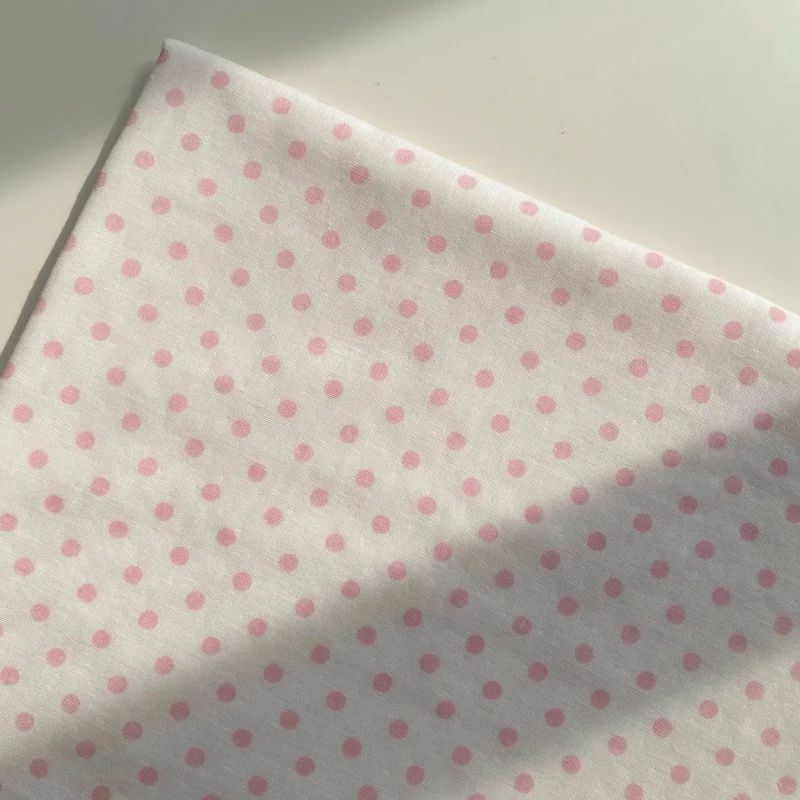 

Pink Polka Dot Cotton Fabric For Handmade Drool Towel Sheet Curtain Pajamas Fabrics