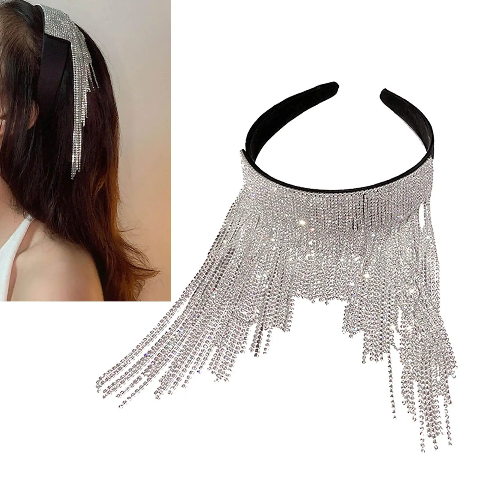 Moda feminina charme cabeça corrente strass crysatal headpiece bandana casamento baile eveing acessórios para o cabelo