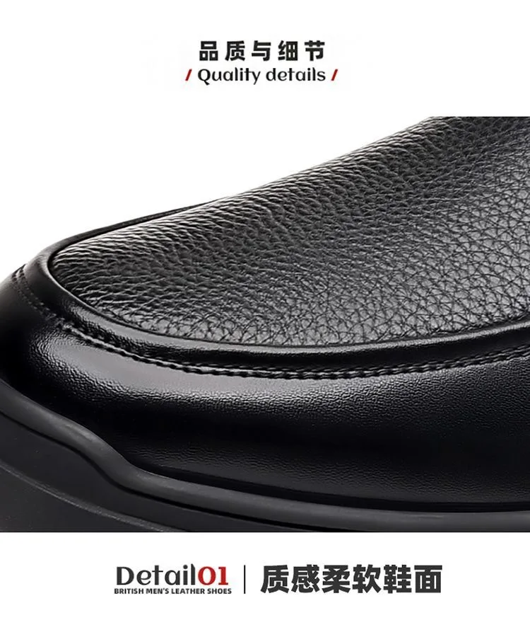 Herren Business-Schuhe mit weicher Sohle, rutschfest, strapazierfähig, Schnürschuhe aus Leder im britischen Stil, lässige, trendige Vater-Schuhe – Detail 11