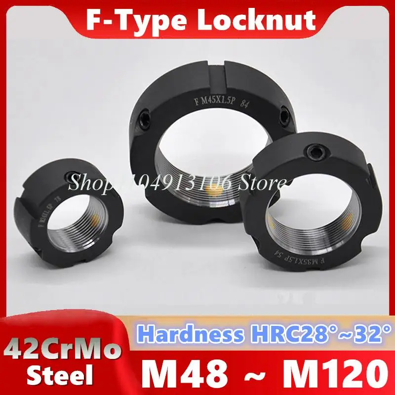 1pcs F-Type Thread Flank Precision Locknut M48-M120 Spindle and Ball Screw Locking Nut Round Nut for Machine Tool Anti-loosening