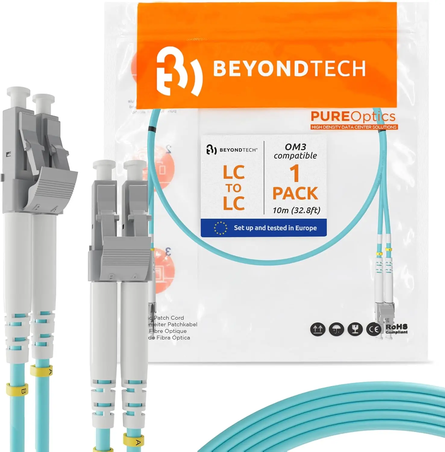 

10m (32.8ft) Lc to Lc Fiber Patch Cable - Om3 Multimode Duplex - 50/125µm - 10g Lszh