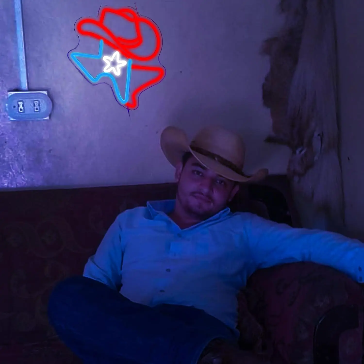 Cowboy Texas LED Neon Sign USB Dimmable LED Neon Light for Game Room Bar Western Themed Party Man Caves Garage Decor Gift