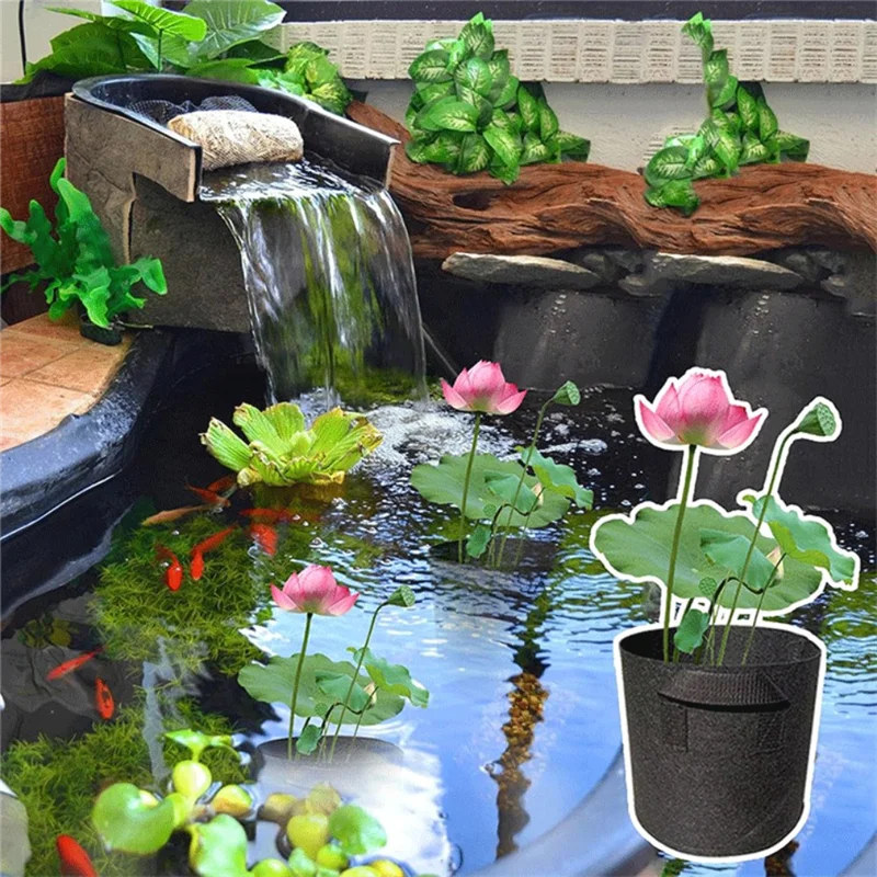 ABUI-8Pack Lily Plant Pots For Pond, Thickened Nonwoven Plant Fabric Pots With Handles,Durables Breathe Reusable Plant Bags