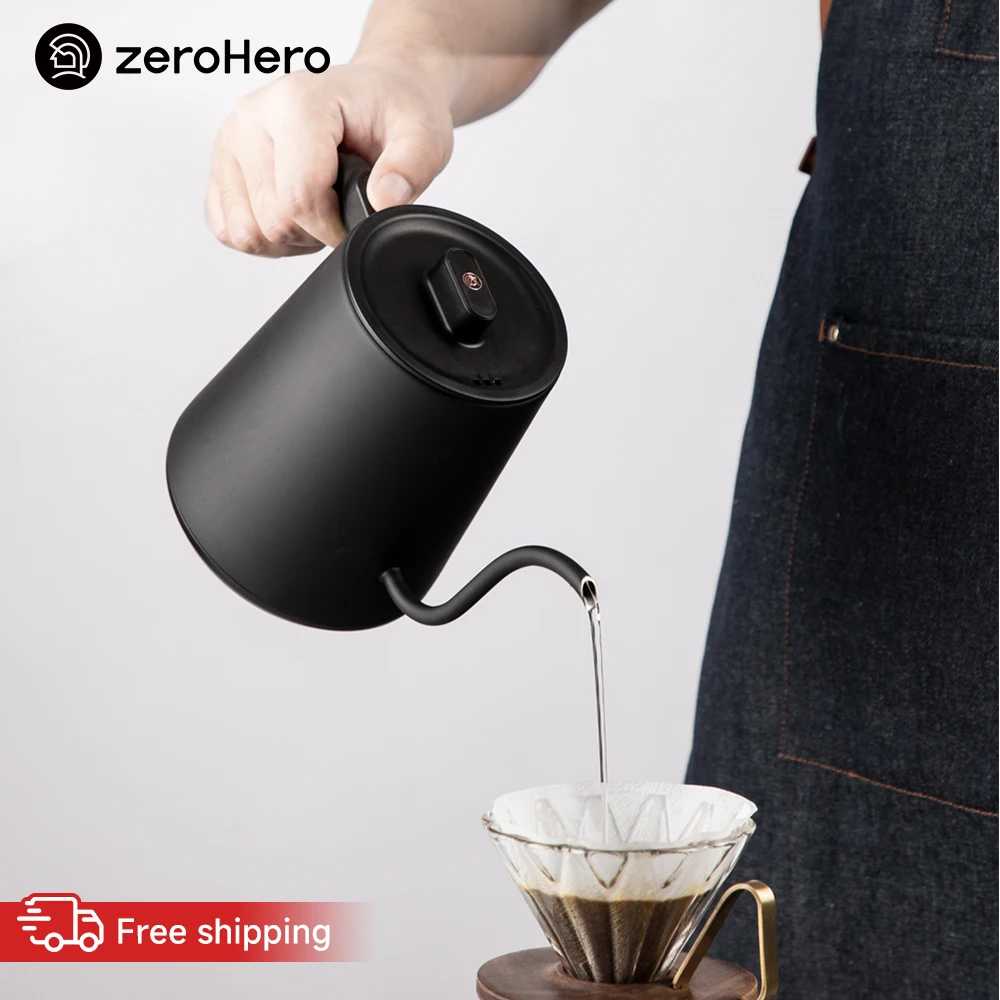 zeroHero Electric Coffee Kettle Gooseneck Spout 40-100C Temperature Control LED Display Keep Warm Precise Pouring for Home Cafes