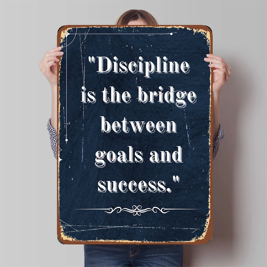 Inspirational Metal Wall Art Discipline Quote Decor for Living Room Study Office Home Decoration