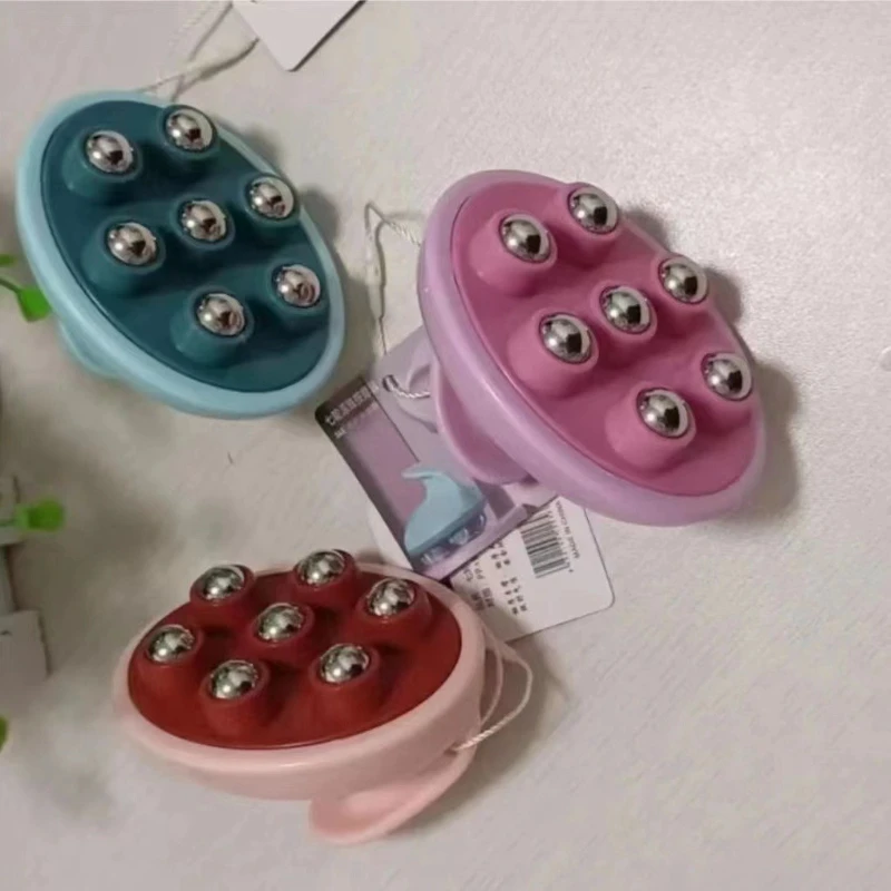 

Ручной роликовый массажер для массажа целлюлита, массажный шарик для глубоких тканей для спины, шеи, ног, плеч, с 7 металлическими роликами на 360 градусов