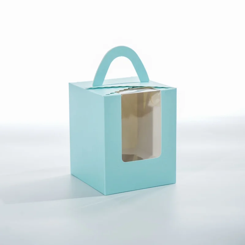 Boîte à Gâteaux Portable avec Fenêtre Transparente en PVC, Produit Personnalisé, pour Cupcake, Bonbons, Dessert, Emballage en Carton Blanc, Haute Qualité