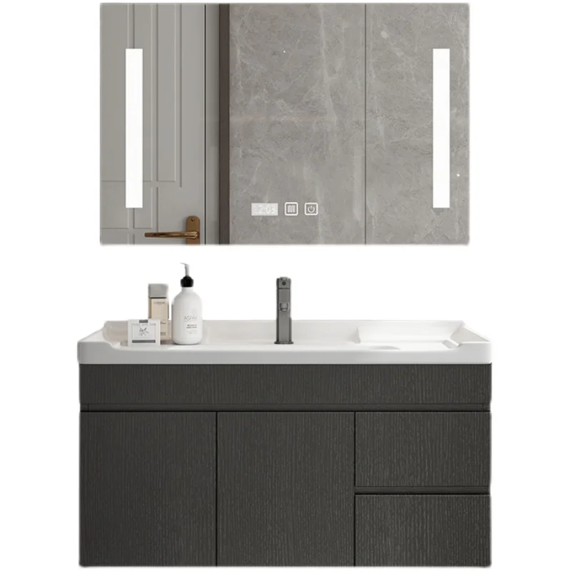 

Simple smart oak bathroom cabinet bathroom smart mirror small apartment sink wash face basin