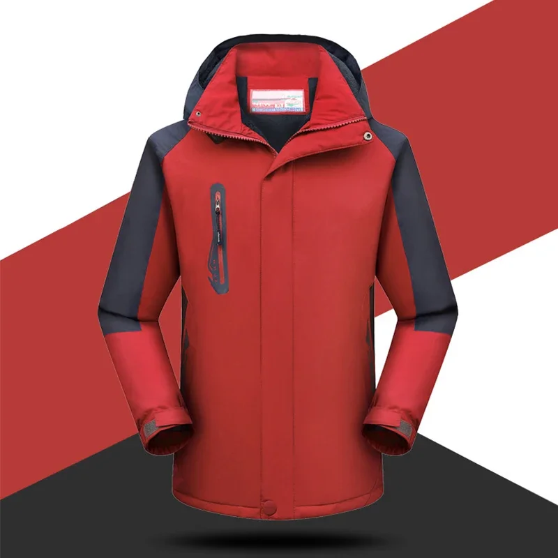 Men Ski Suit Jacket Hooded Softshell Outdoor Windproof Waterproof Hiking Winter Skiing Snowboard Bomber Jackets Fishing Costume