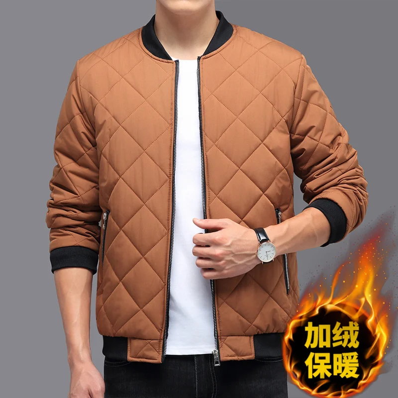 

Autumn Winter New Cotton Padded Jacket Men Clothes Baseball Collar Parka Jackets Men's Plush Puffer Coat