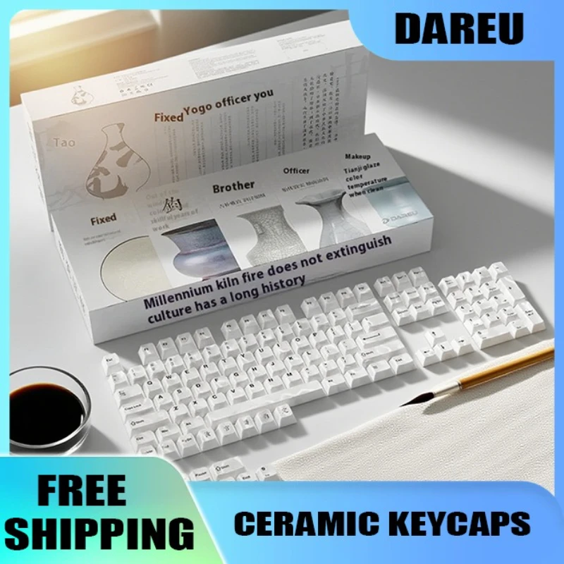 

DAREU 123 Key Ceramic Keycaps Ergonomics Durable Smooth Glazed Surface Cherry Shaped Custom Esports Games Keyboard Accessories