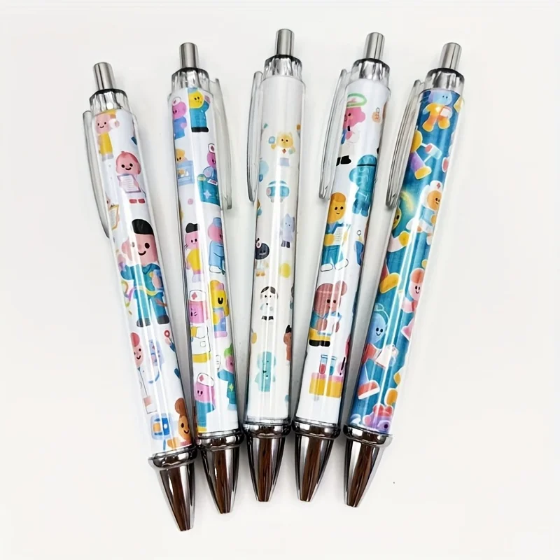 8 قطع/12 قطع أقلام قابلة للسحب ذات طابع طبي، أقلام كتابة بالحبر الأسود، مستلزمات مكتبية للمعلمين