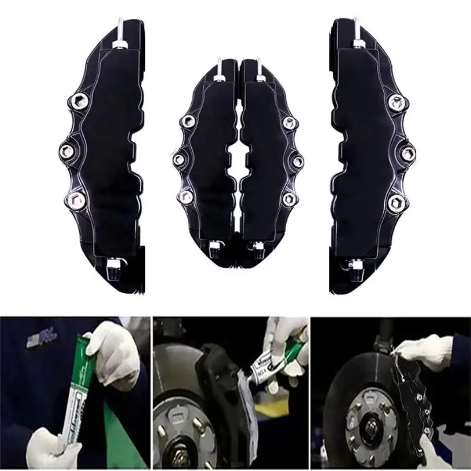 2xBlack 3D Style Front+Rear Car Disc Brake Caliper Cover Parts Brake Accessories