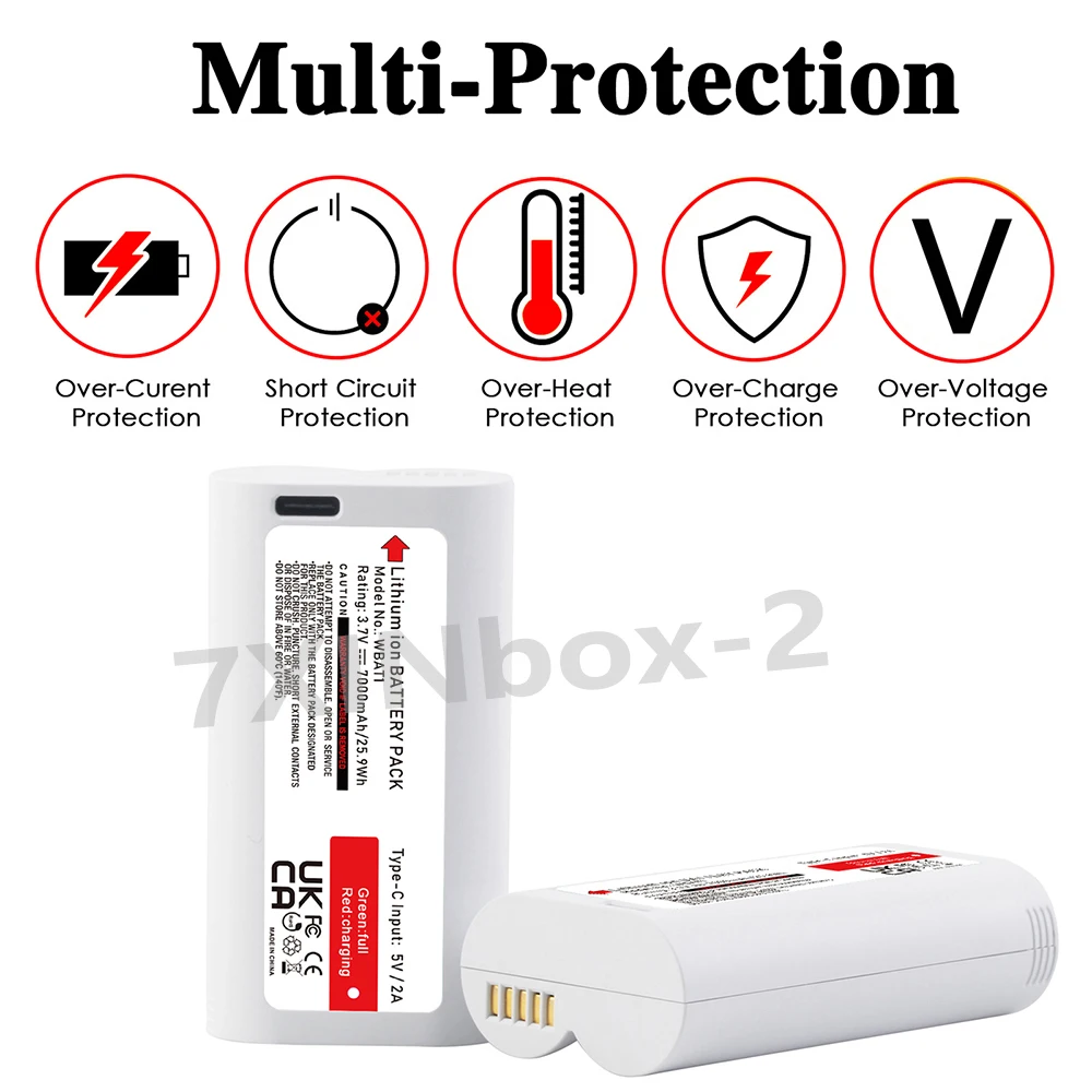 WBAT1 3.7V 25.9Wh 7000mAh Replacement Battery For WYZE Cam Pro Camera with USB Cable