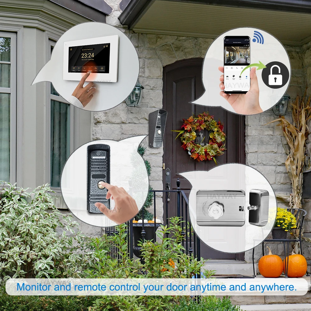 Hayway tuya 1080p video intercom system home wireless wifi video tür ein anruf panel und zwei monitor unterstützen bewegungs erkennung