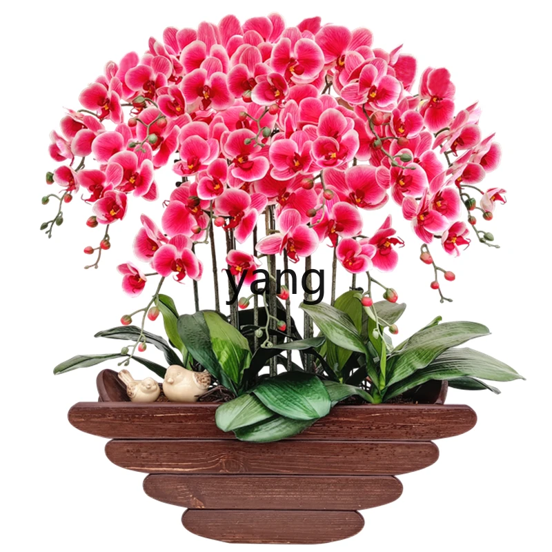 Yjq New Chinese Phalaenopsis Emulational Flower Decoration Living Room Greenery Ornament Furnishing