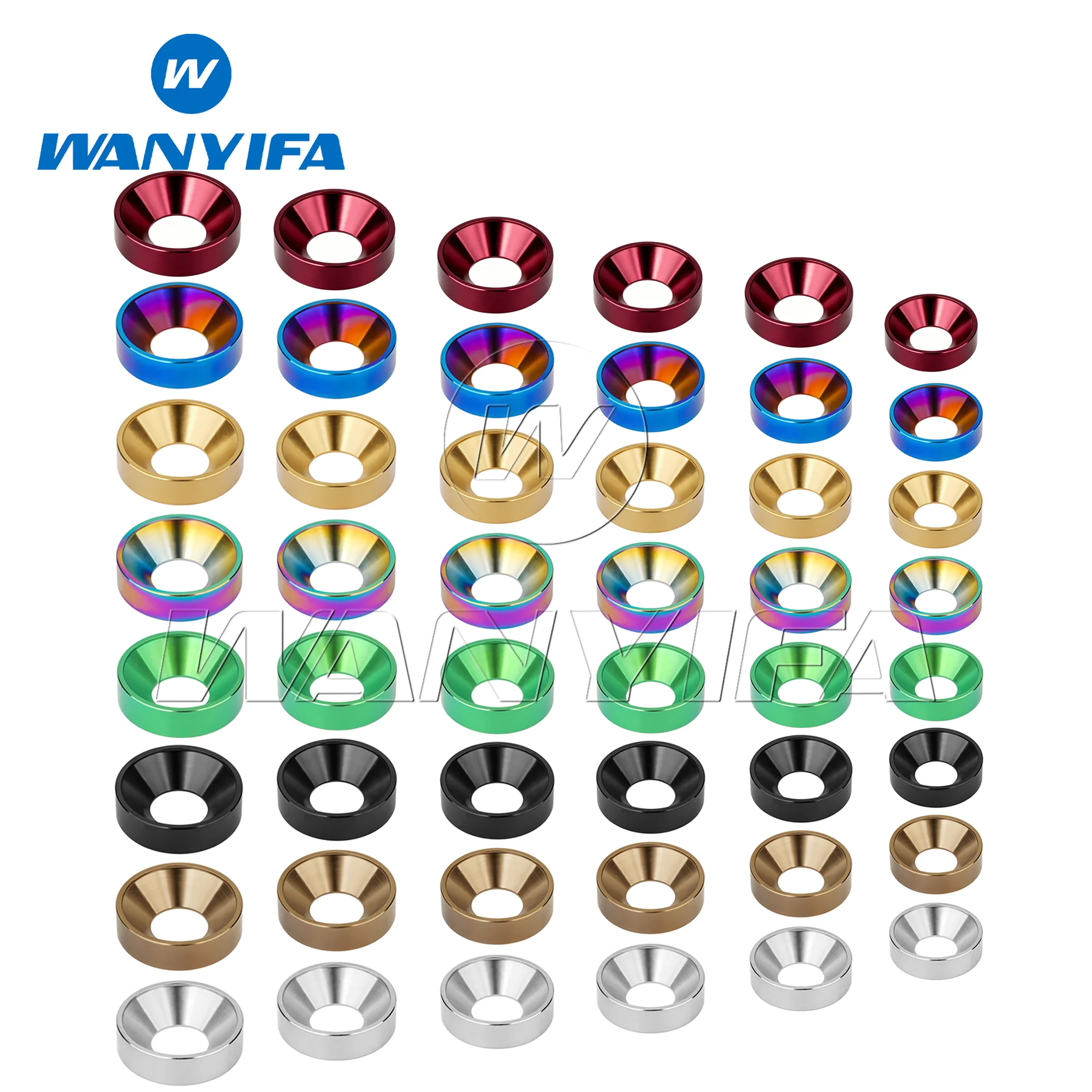 Wanyifa Multi-Color  Titanium Alloy Countersunk Washers & Spacers M3/M4/M5/M6/M8  Decorative Fastener 1pcs