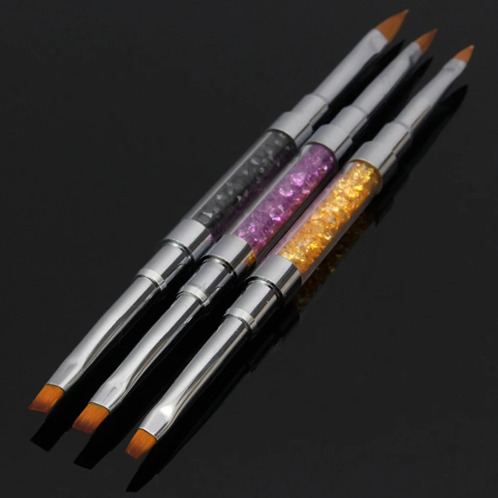 Purple Brush Pen Comfortable Flat Dual Pens Manicure Double Head Lightweight Gel Nail False Tip Builder