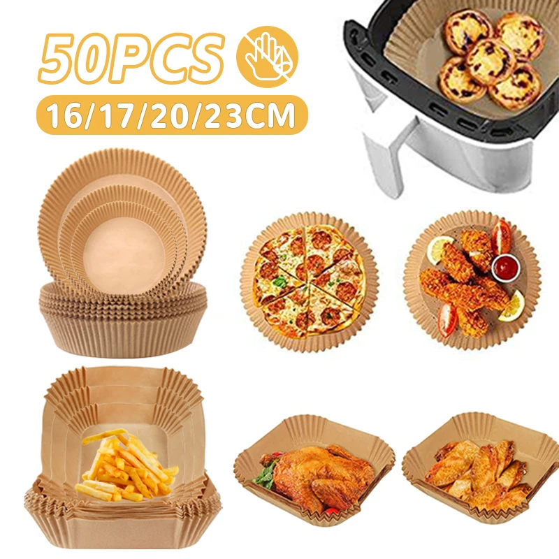 

50PCS Kitchen Tool Air Fryer Disposable Paper Liner Parchment Paper Non-stick Air Fryer Liners Baking Cooking Oil ProofPapers