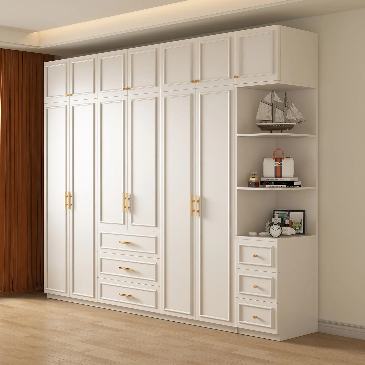Moisture-proof and anti-deformation French American cream wind thickened wardrobe master bedroom household small apartment