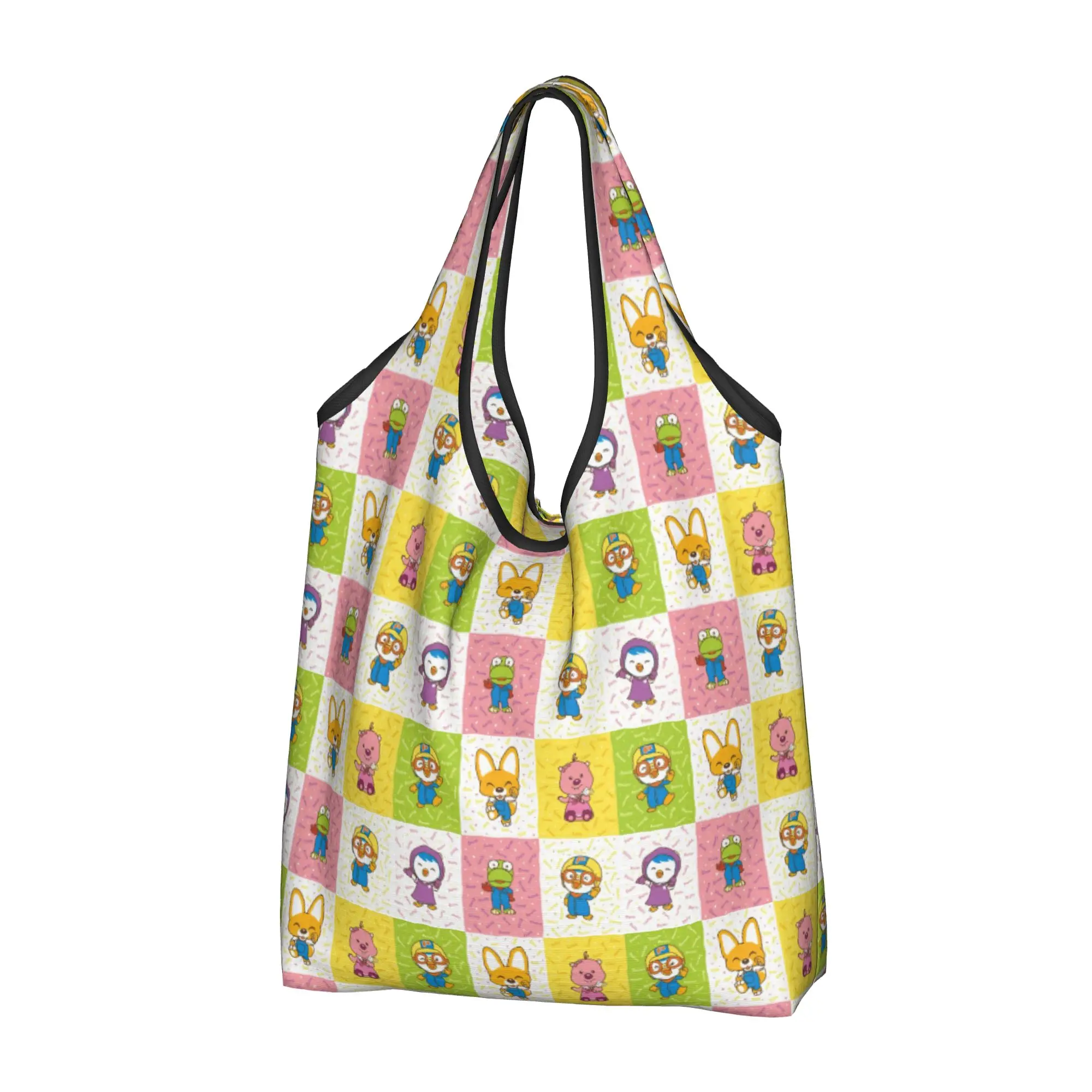 Pororo The Little Penguin  Grocery Shopping Bags Cute Shopper Tote Shoulder Bags Large Capacity Korean 3D Anima TV Handbag