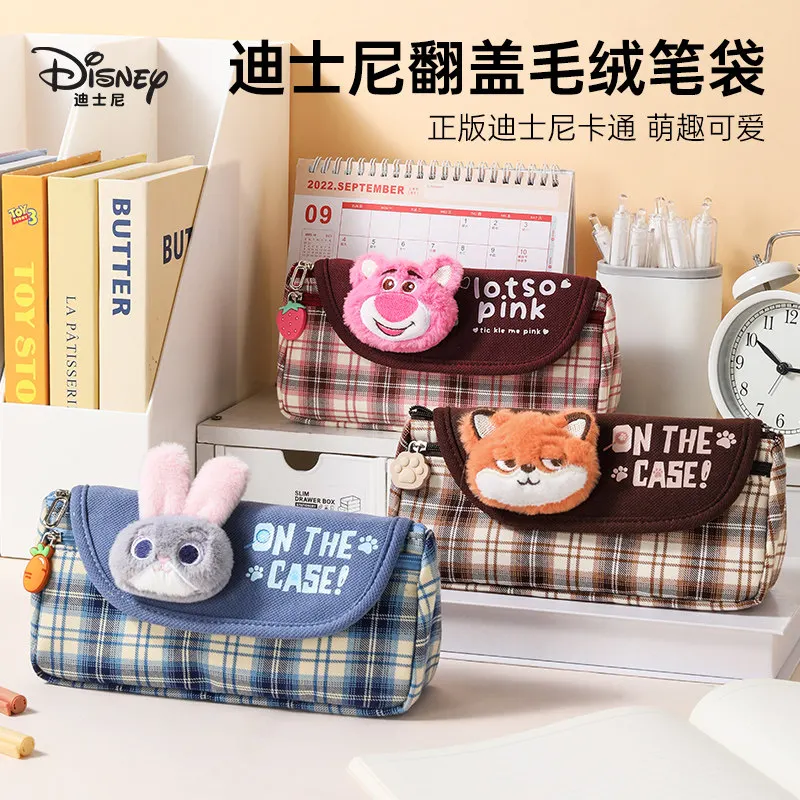 

Пенал для карандашей Disney 2026 - Ник и Джуди, Медвежонок-клубничка, милый, кавайный, многослойный, с откидной крышкой, большой вместимости, для канцелярских принадлежностей