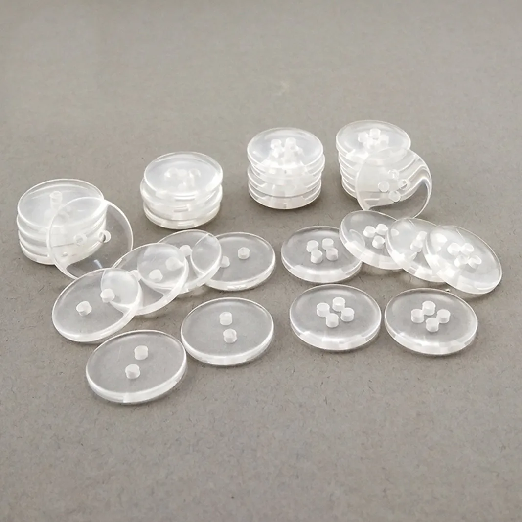 50PCS/LOT 10mm 12.5mm Round Shape 2/4 holes Transparent Resin Buttons Kid\'s Garment Sewing Accessories DIY Scrapbookings