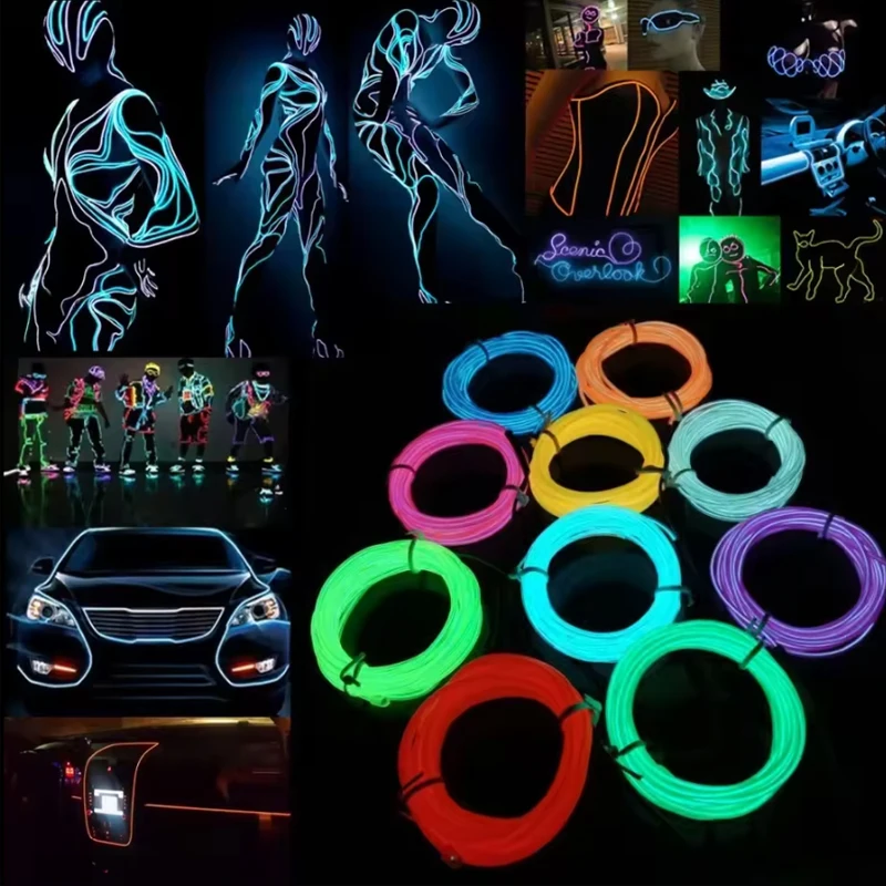 

Car led Flexible Neon Light EL Wire lights Dance Party Atmosphere Decor Lamp Waterproof Multicolor led lights Strip 1M/2M/3M/5M