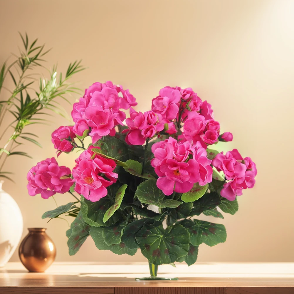 2/4 Stück 12,6 Zoll Künstliche Pflanze Seiden-Begonien-Blume Geranien UV-Beständig Vliesstoff Kunstblumen für Garten Bonsai Blumendekoration – Detail 14
