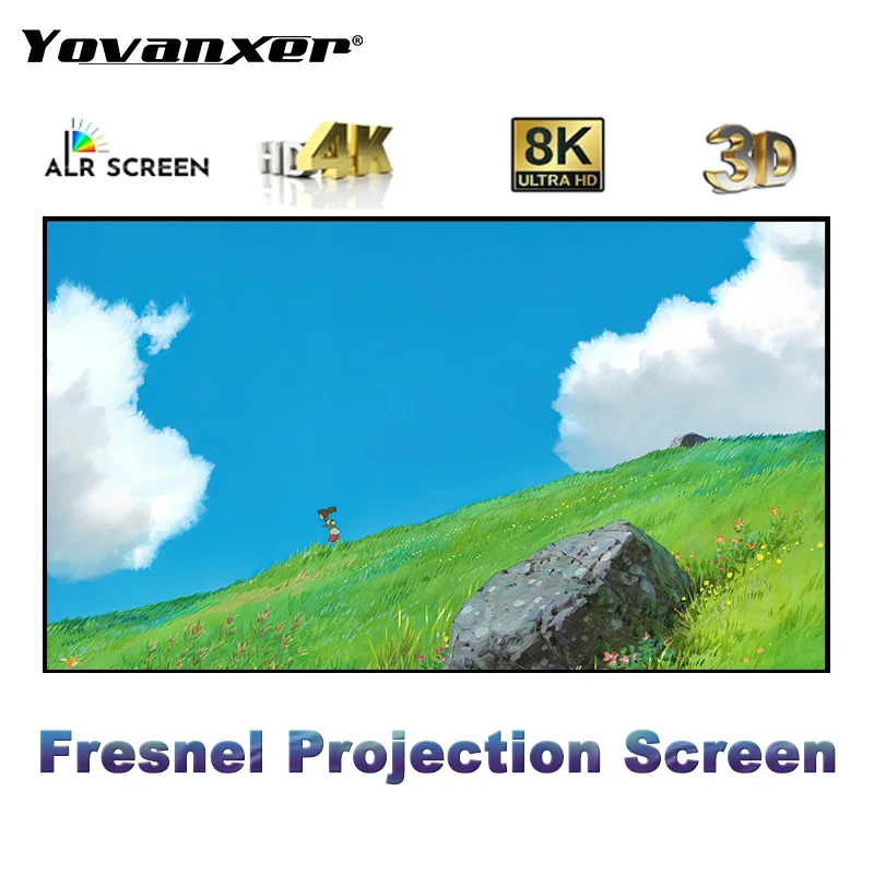 80 Inch Fresnel 5.0 Projection Screen ALR 1CM Fixed Frame Wall Hanging Curtain Smart TV Screens Best for Normal Projector 4K