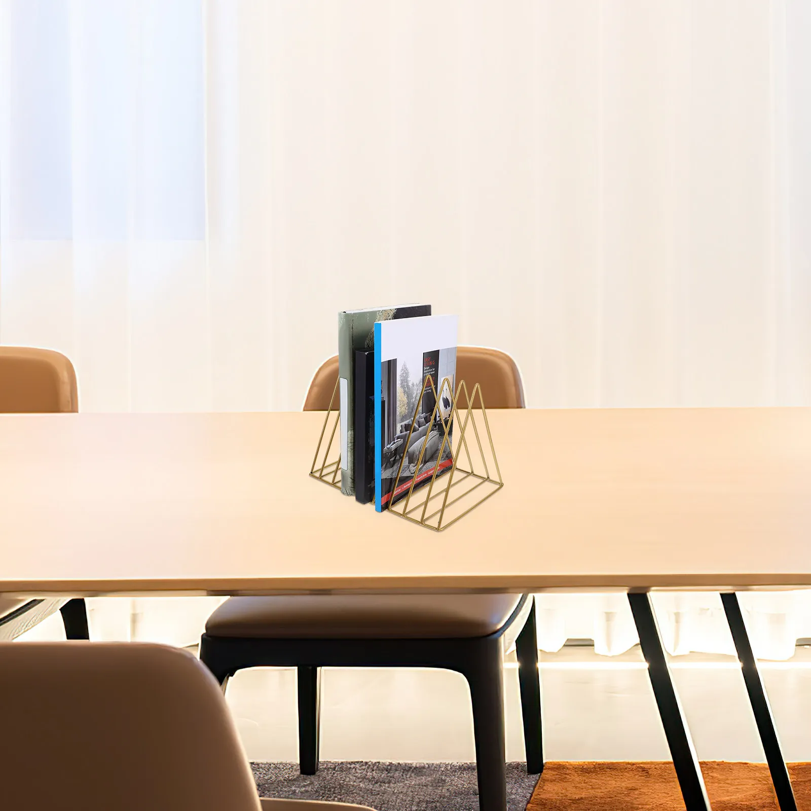 

Metal Triangle Book Stand Desktop Organizer for Books Magazines Files Reports Catalogs Iron Book Rack File Holder Bookshelf