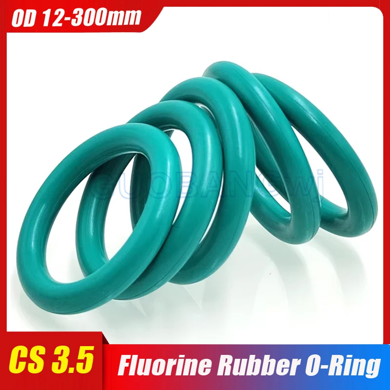 FKM Green Fluorine Rubber O-Ring CS3.5mm OD12-300mm Thickness  O-Rings Sealing Gasket Oil Resistant Acid & Alkali Resistant  1Pc