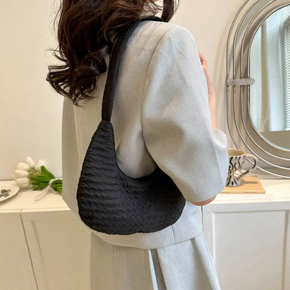 

Корейская Милая модная женская сумка на плечо, однотонные повседневные Простые сумки-пельмени, сумка-слинг в художественном стиле, плиссированные сумки для подмышек