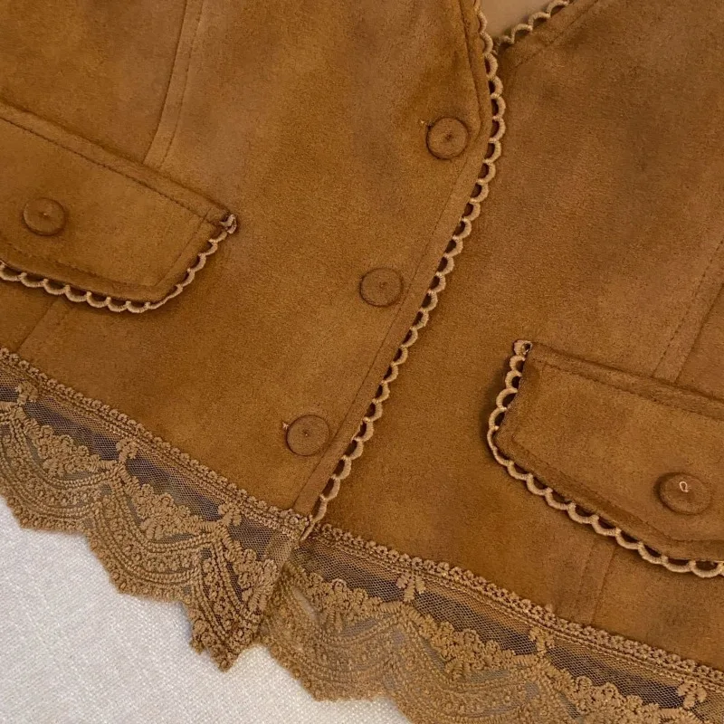 سترة كين بخياطة من الدانتيل للنساء متعددة الاستخدامات كاجوال فضفاضة على الطراز العرقي #5