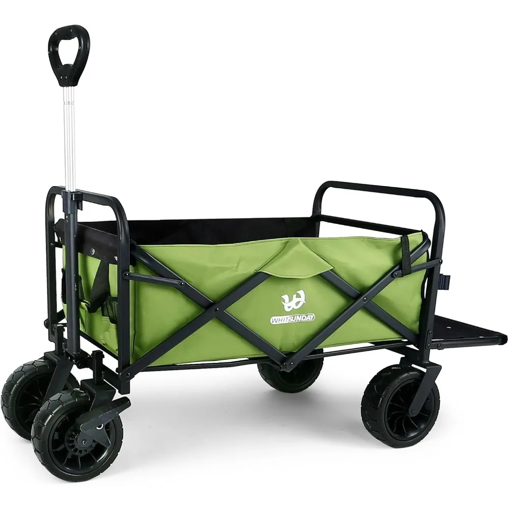 

Collapsible Folding Garden Outdoor Park Utility Wagon Picnic Camping Cart W 8“ Bearing Fat Wheel and Brake (Standard Size(Plus+)