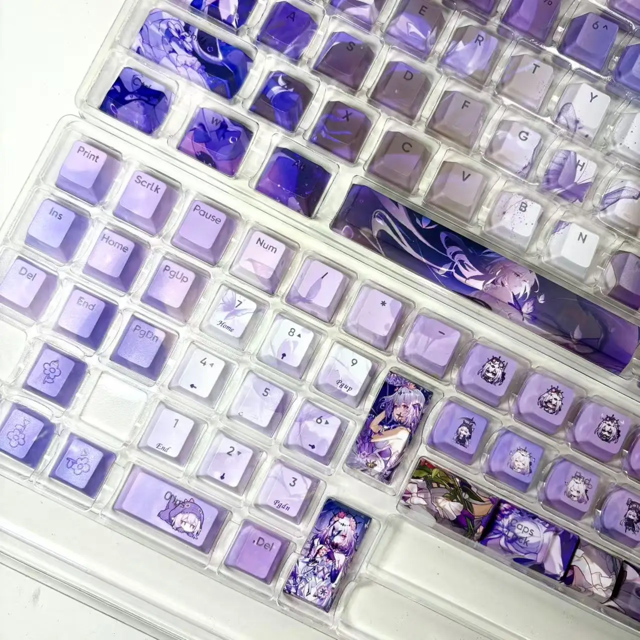 128 Keys Honkai Star Rail Castor Keycaps PBT Dye-Sub Backlit Keycaps Anime Gaming Key Caps for ANSI 61 68 87 104 108 Keyboard
