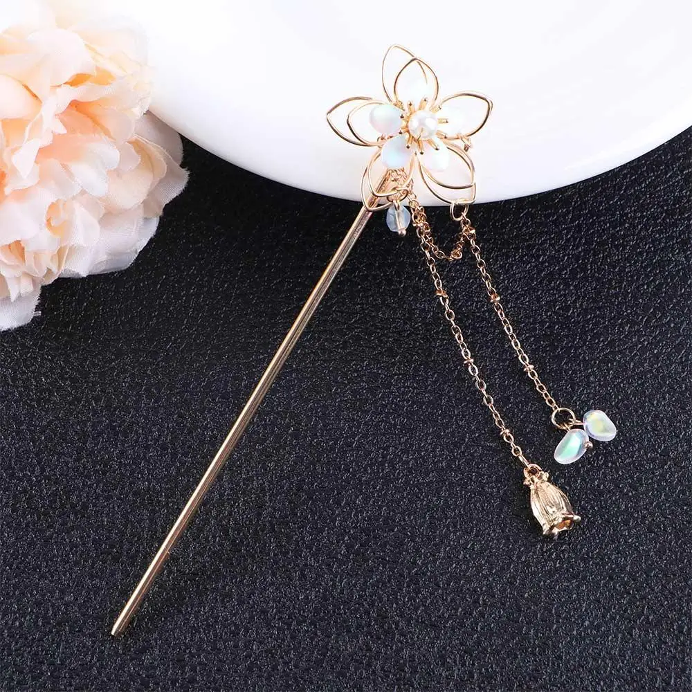 

Fashion Vintage Girl Long Tassel Handwork For Women Hair Accessories Alloy Flower Hairpin Hanfu Hair Stick