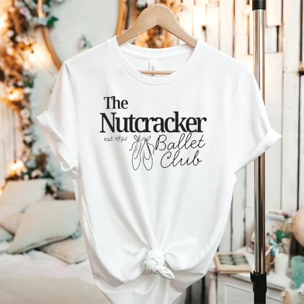 The Nutcracker Ballet Club Est 1892 Graphic T‑Shirt Crew Neck Short Sleeve Cotton Vintage Ballet Shoe Line Art Print Casual Tops