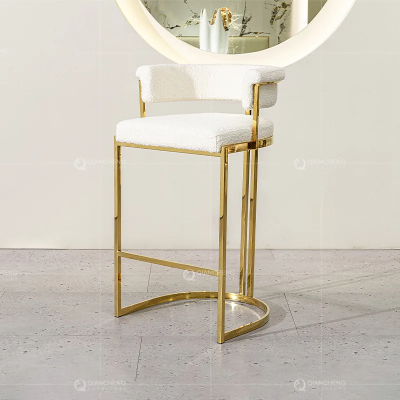 

Light luxury Italian high bar chair, simple modern wedding bar chair, luxury gold stainless steel bar chair customization