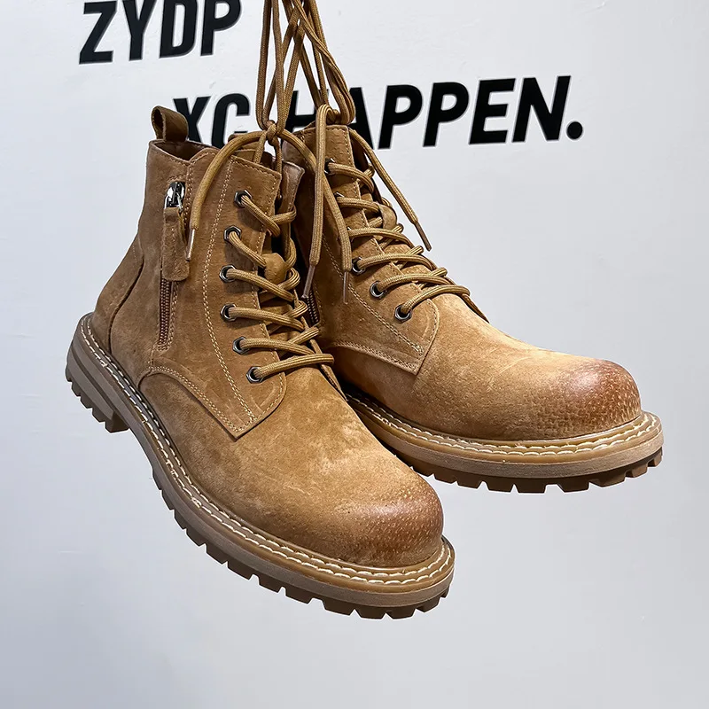 

Luxury Brand Men Boots High Top Suede Leather Men's Shoes Fashion Men Lace Up Desert Boots Casual Shoes Comfy Men Ankle Boot