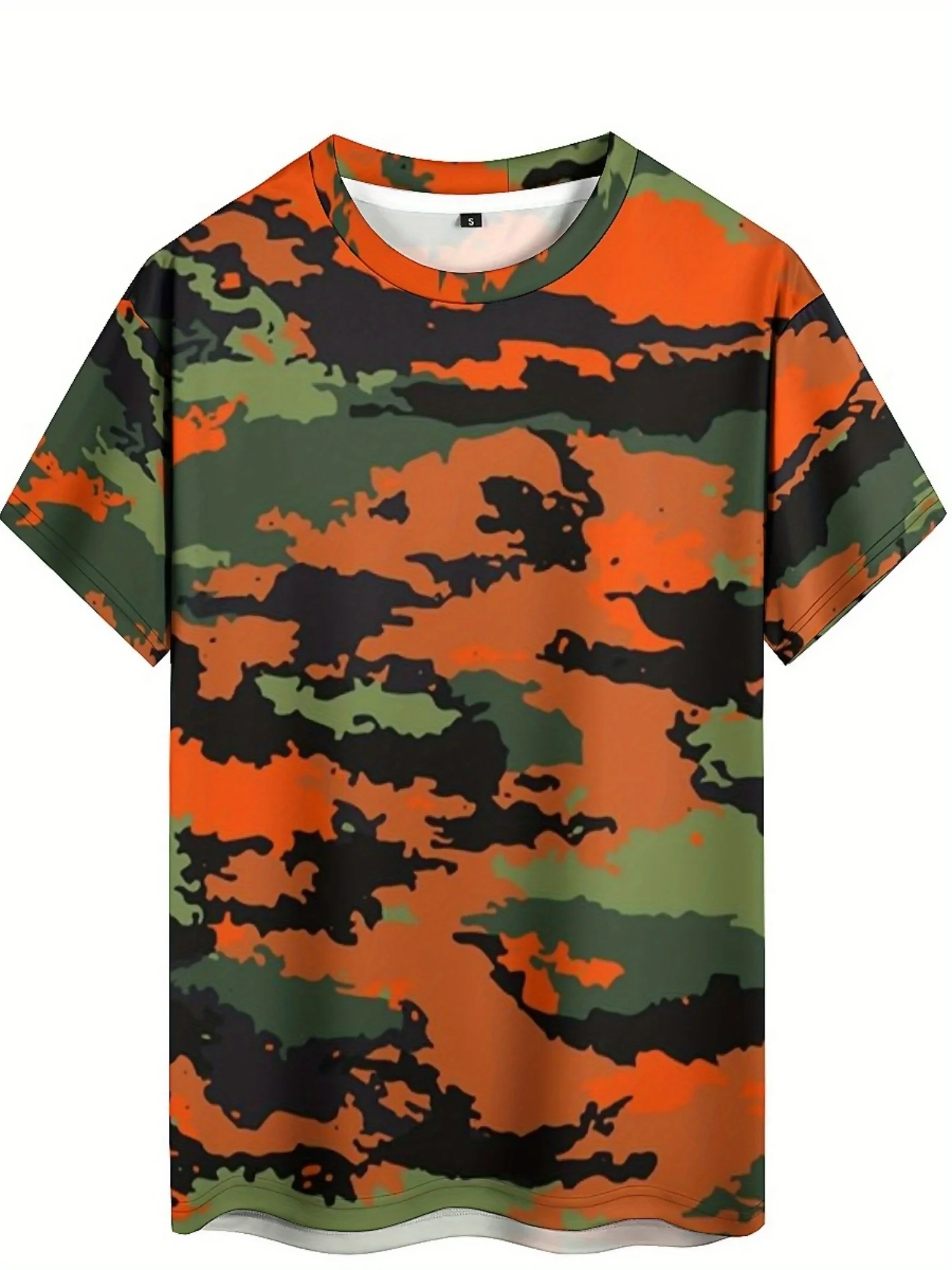 2025 الرجال والنساء ثلاثية الأبعاد مطبوعة تي شيرتات قصيرة الاكمام نابضة بالحياة هندسية التمويه نمط الرجال تي شيرت التمويه الصيد القمم