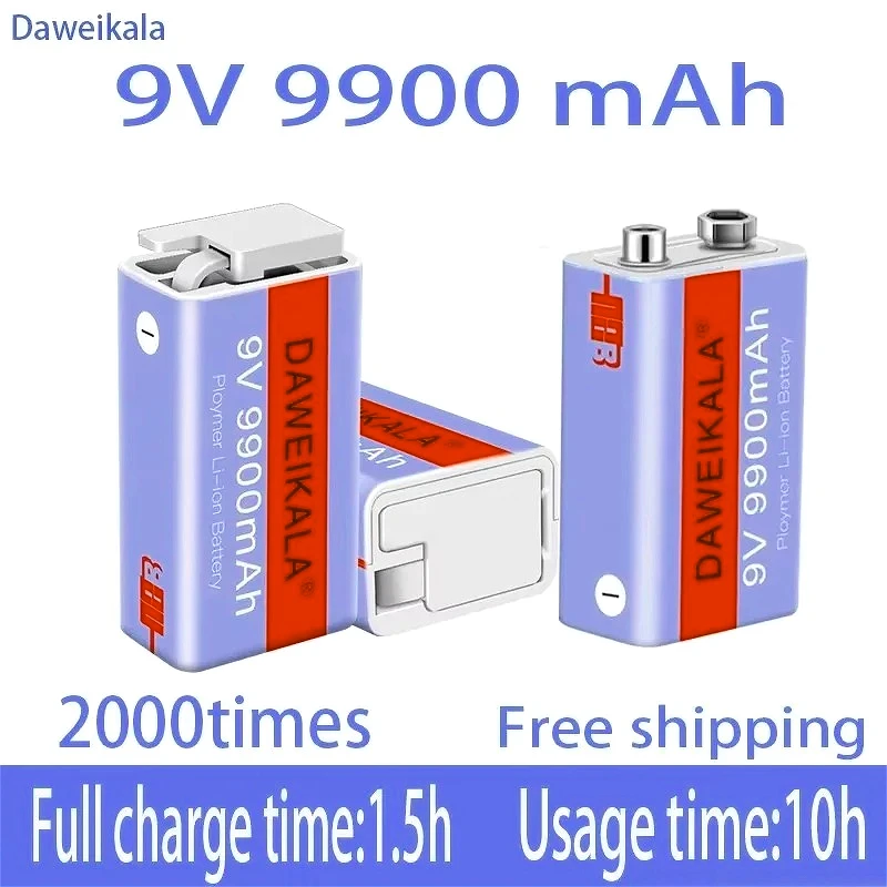 

Новая литий-ионная аккумуляторная батарея 9 В, 9900 мАч, литиевая батарея Micro USB 9 В для мультиметра, микрофона, игрушки, пульта дистанционного управления, использование KTV