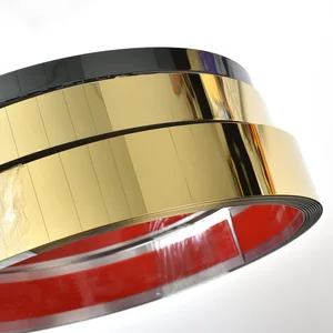 شريط خطوط زخرفية مسطحة ذاتية اللصق ، ملصق حائط ذهبي من الفولاذ المقاوم للصدأ ، خلفية مرآة ، حواف سقف الدراسة ، 5 أمتار أعلى 8 مبيعات مرآة ملصق الإطار - No7