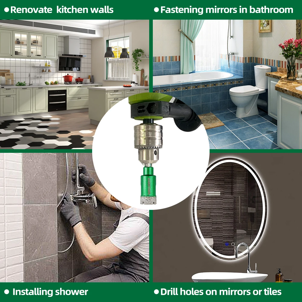 Imagem -05 - Kurstol-diamante Núcleo Brocas Buraco Saw Opener Triângulo Haste Porcelana Cerâmica Granito Mármore Pedra Azulejo 38 mm pc Pcs